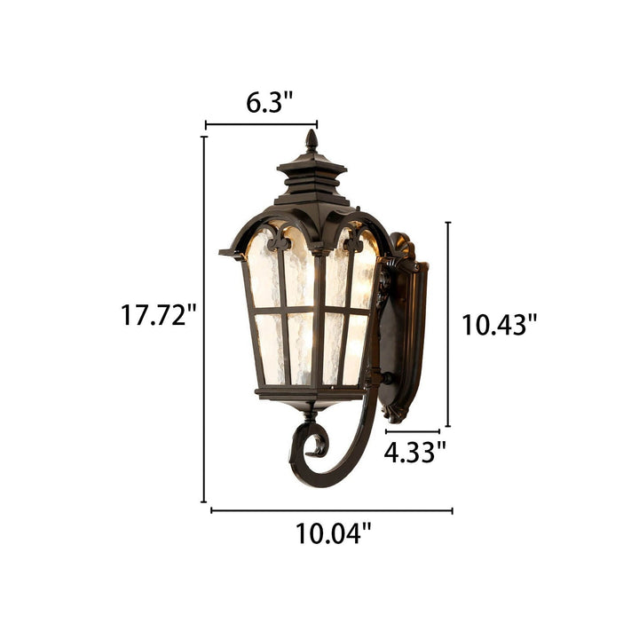 Europeisk Retro Glass Aluminium Lantern Ute Vanntett 1-Lys Vegglampe | Luvikno