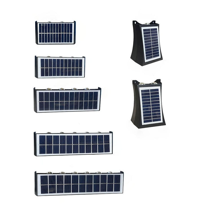 Luvikno | Lumiora Moderne Solar-LED Vegglampe for Utebruk | Rektangulært Design | IP56 Vanntett | Ulike Størrelser og Lys Intensiteter