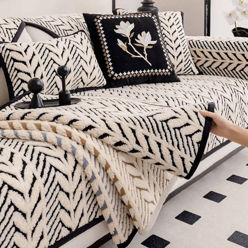 Premium Varm Hveteøre Plush Anti-Slip Sofa Deksel | Luvikno