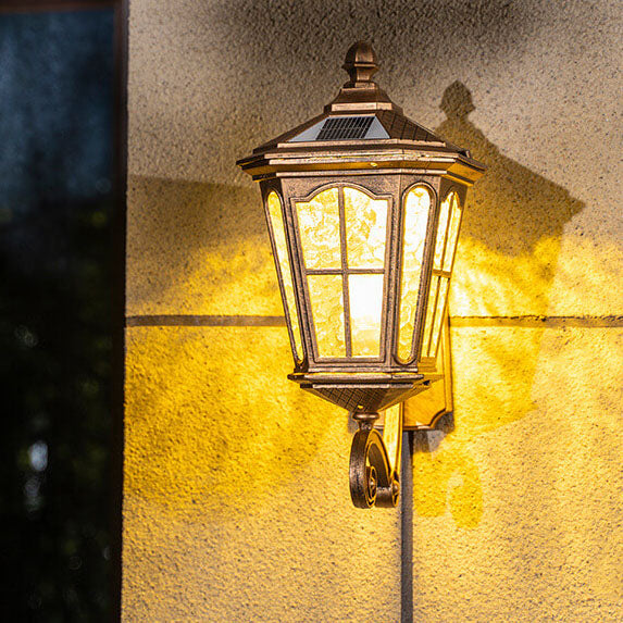 Europeisk sol utendørs lanterne aluminium glass vanntett 1-lykt vegg lampe | Luvikno