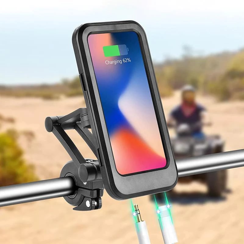 RideCharge Pro – Vanntett telefonholder med USB og 15W trådløs lading for sykkel og el-sykkel | Luvikno
