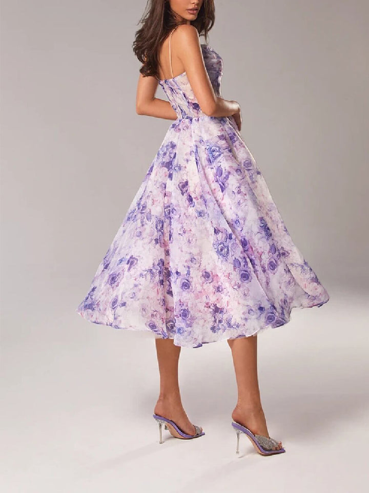 Luvik | Chiffon Swing Midi-mekko kukkakuviolla naisille