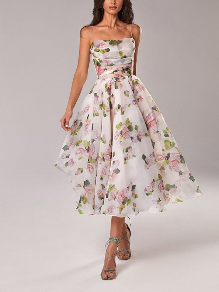 Luvik | Chiffon Swing Midi-mekko kukkakuviolla naisille
