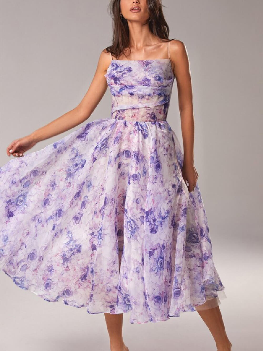 Luvik | Chiffon Swing Midi-mekko kukkakuviolla naisille