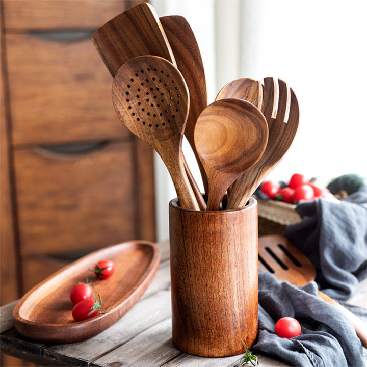 Teak Wood Bestikksett | Luvikno