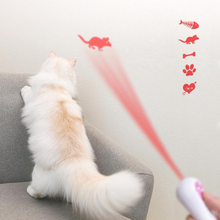 PurrPlay USB Oppladbart Katt Laserleketøy – Interaktivt LED Lys med 4 Mønstre | Luvikno