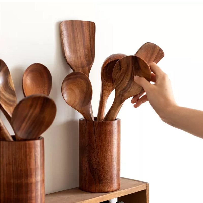 Teak Wood Bestikksett | Luvikno