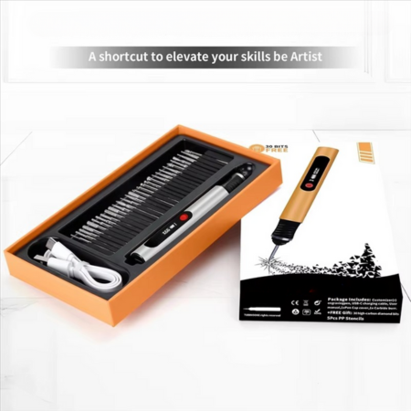 DIY KITSCRIBE PENCIL for artists, rechargeable precision tool for 50+ surfaces with 30 bits and mastery guide Luvikno