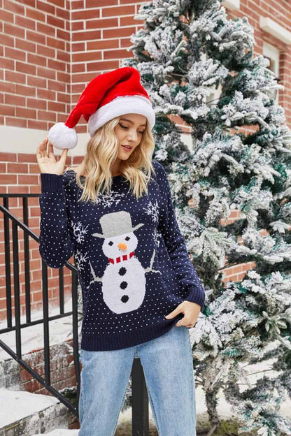 Luvik | Joulupukki lumiukko pyöreäkaulainen neulepaita