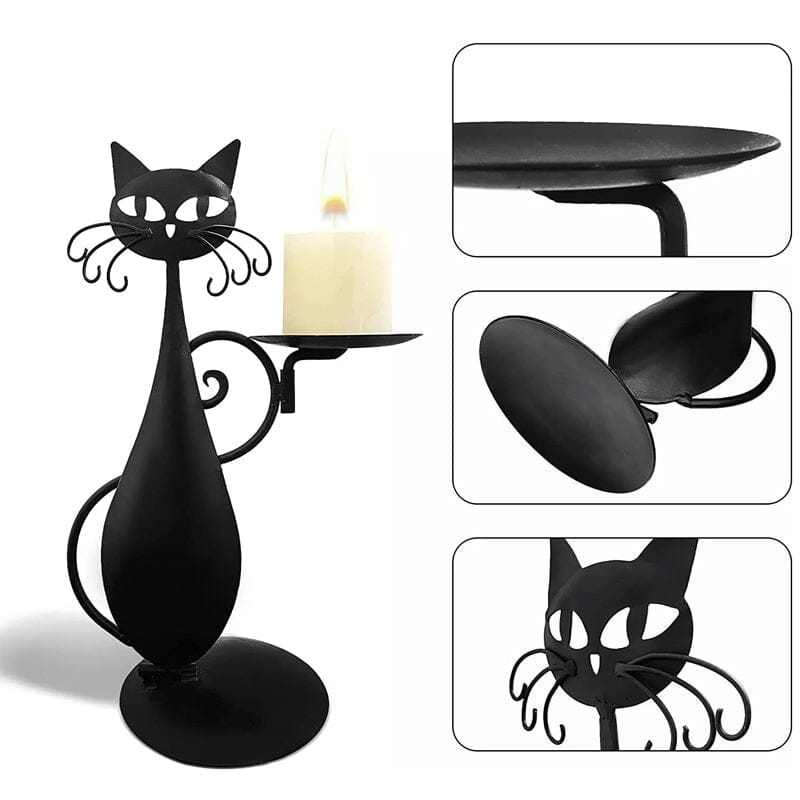Luvikno | Svart katt lysholder
