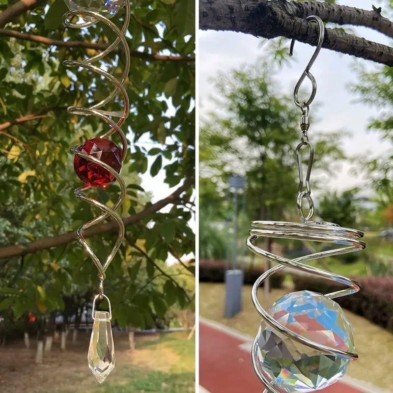 Vindklokker Dekor Krystall Sentralkule Spiral Hale Vindspinner Stabiliser | Luvikno