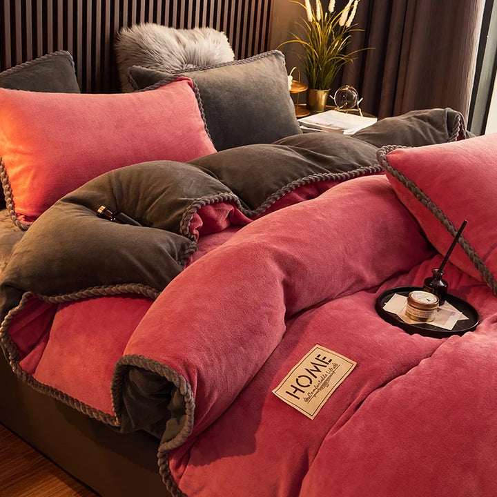 Luvikno | PlushHaven Luxe Velvet Duvet Cover Set – Kingsize Varme & Komfort