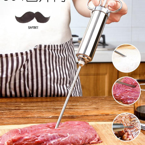 304 Marinade Injector laget av rustfritt stål for marinering av kjøtt på kjøkkenet | Luvikno