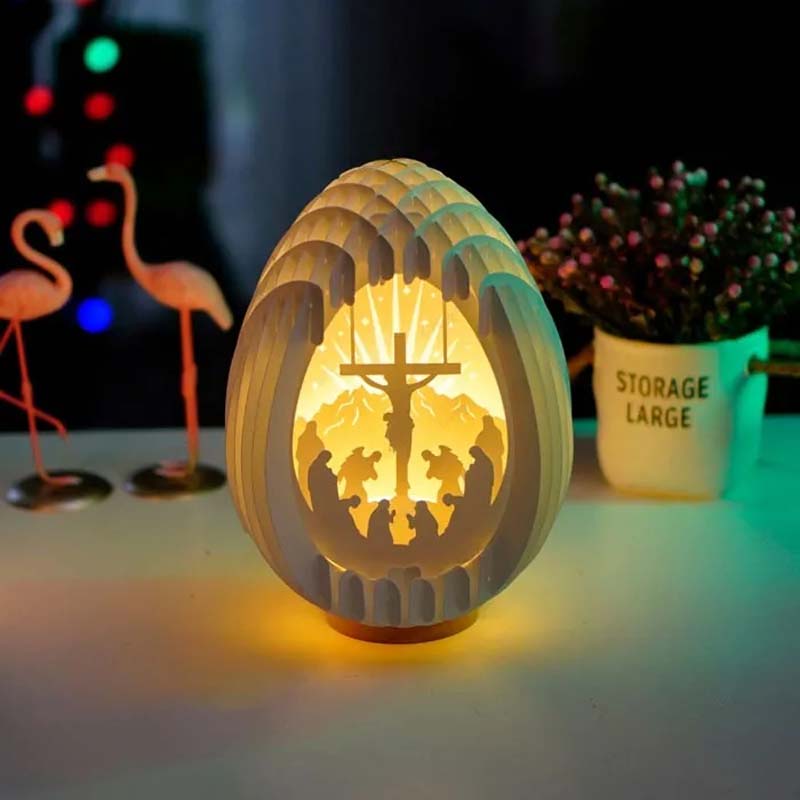 Påske 3D Papp Skrivebord Lampe med Lysende Base | Luvikno