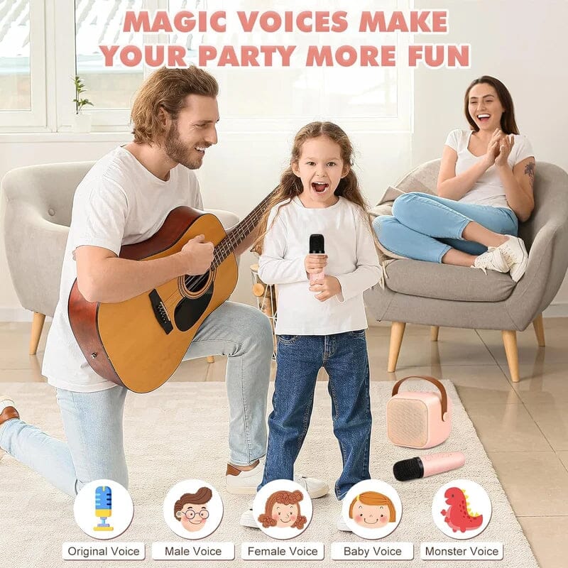 Mini karaoke maskin med trådløse mikrofoner | Luvikno