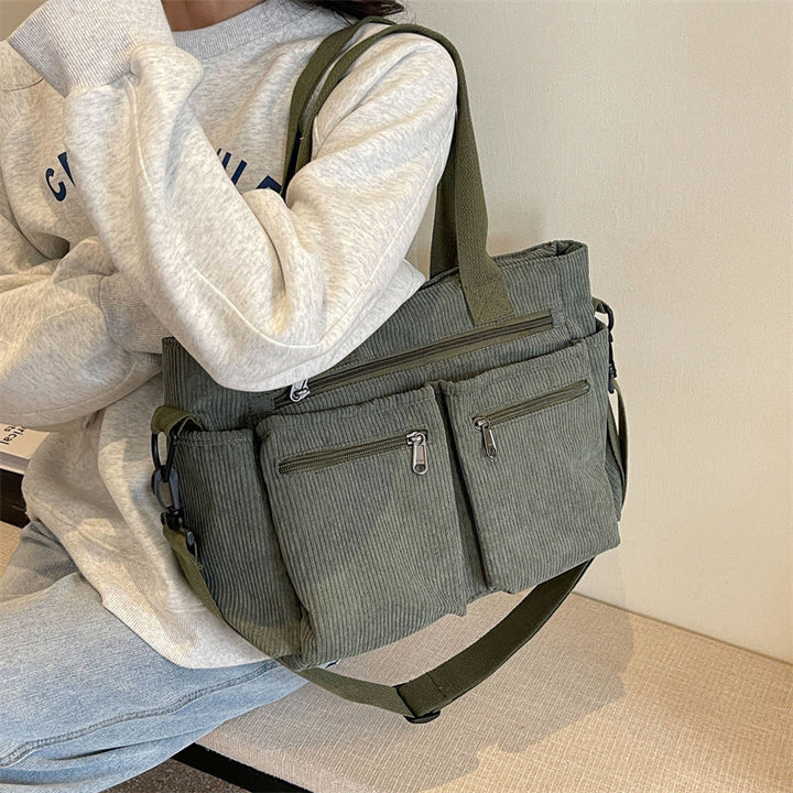 Ensfarget kordfløyels totebag | Luvikno