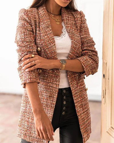 Luvik | Blazer - Elegant Samling - Detaljert Tekstur, Gyldne Knapper - Perfekt for Jobb eller Elegant Anledning