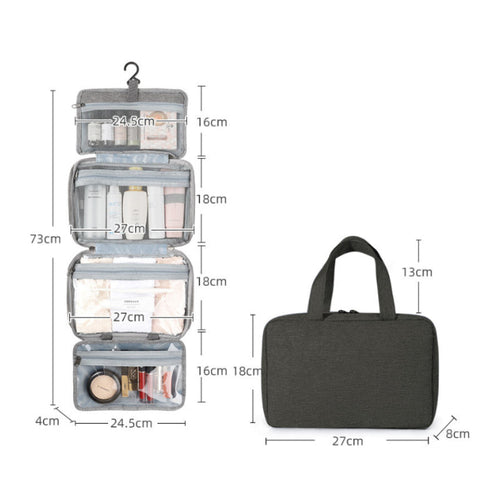 Luvikno | Travelique Reiset kosmetikkorganisator | Kompakt & Vannavvisende | Med 4 Rom & 360° Hake | For Kvinner & Menn