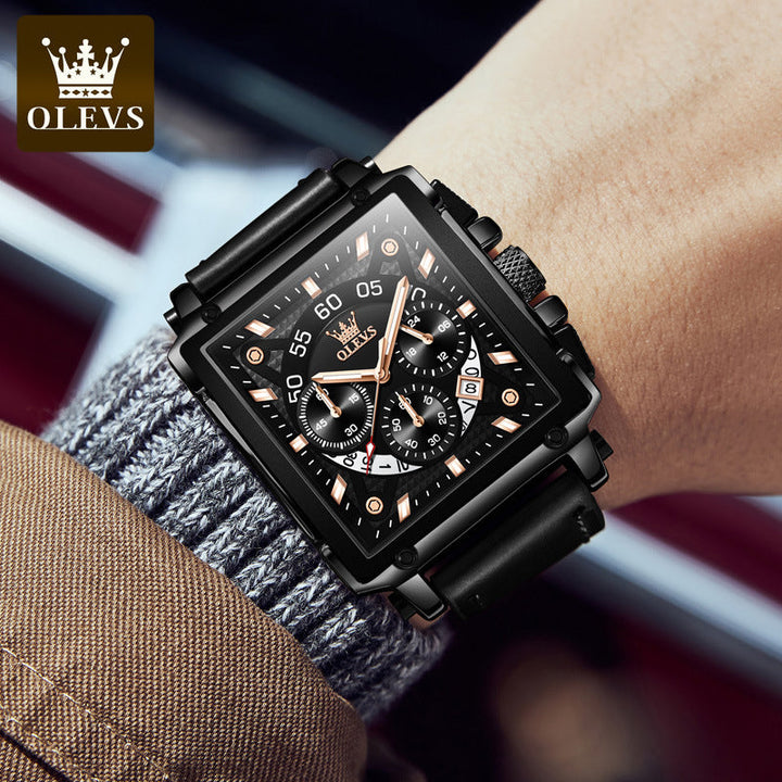 Olevs® Luminous Luxury Square Business Automatic Mechanical Watch | Luvikno