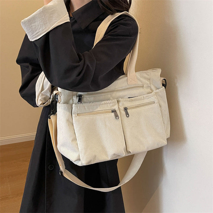 Ensfarget kordfløyels totebag | Luvikno