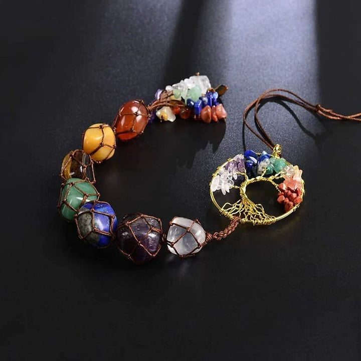 7 Chakra Stein Healing Crystal Tree of Life Dekorasjon | Luvikno