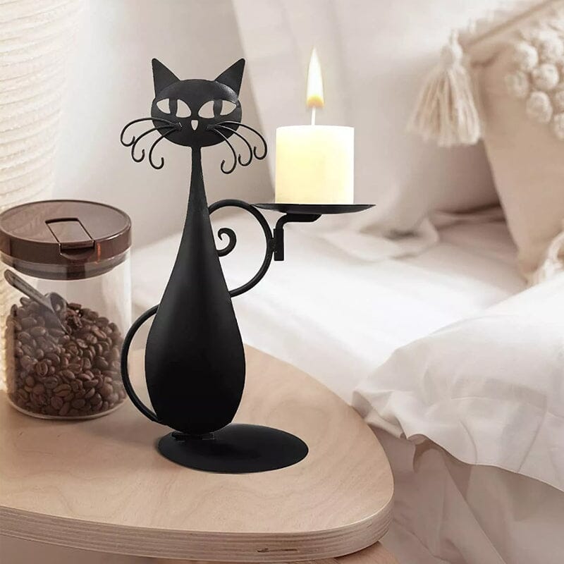 Luvikno | Svart katt lysholder