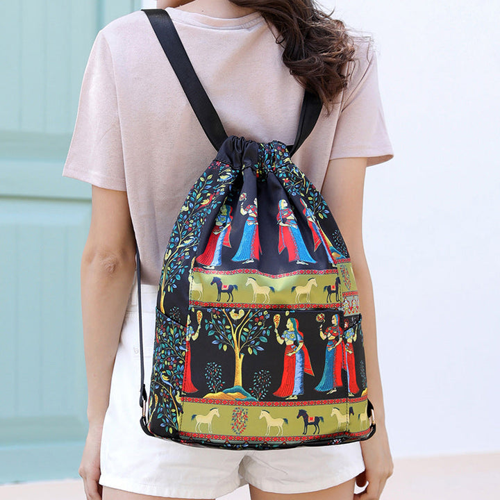 Drawstring skulderveske i etnisk stil | Luvikno