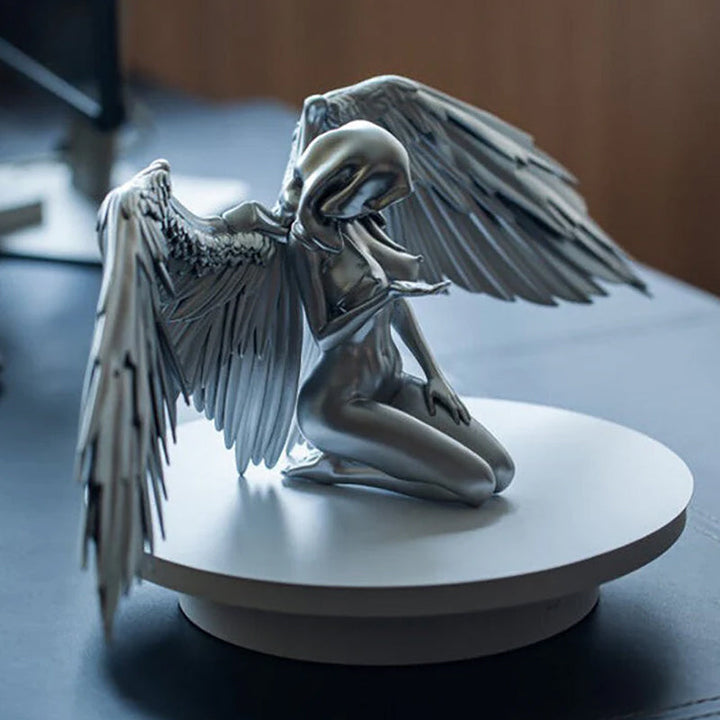 Art Angel Kvinne Vinger På Kne Kappe Hatt | Luvikno