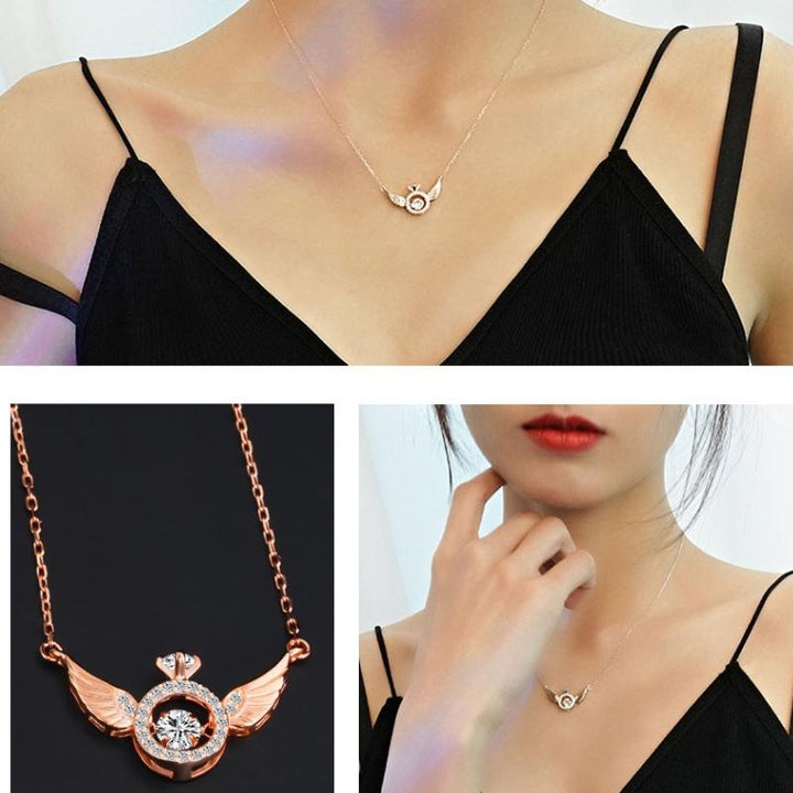Luvikno | Engelving Rhinestone Halskjede