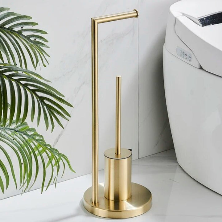 CleanStand Frittstående Toalettpapirholder med Børste Luvikno