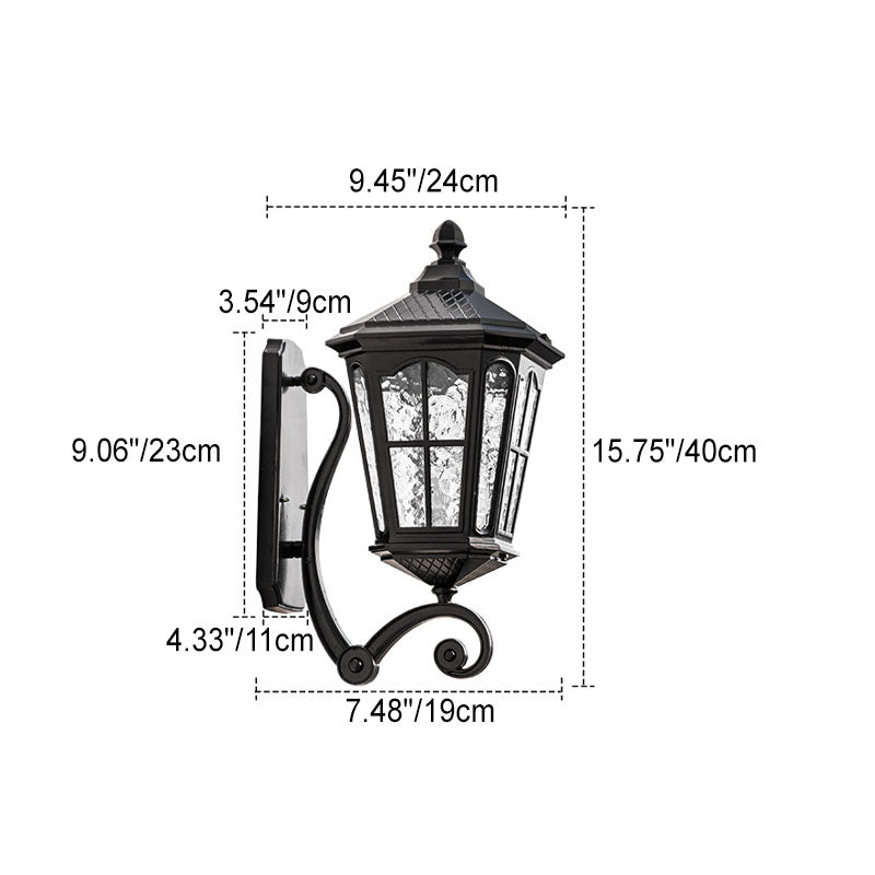 Europeisk utendørs lantern aluminium glass vanntett 1-lys vegglampe | Luvikno