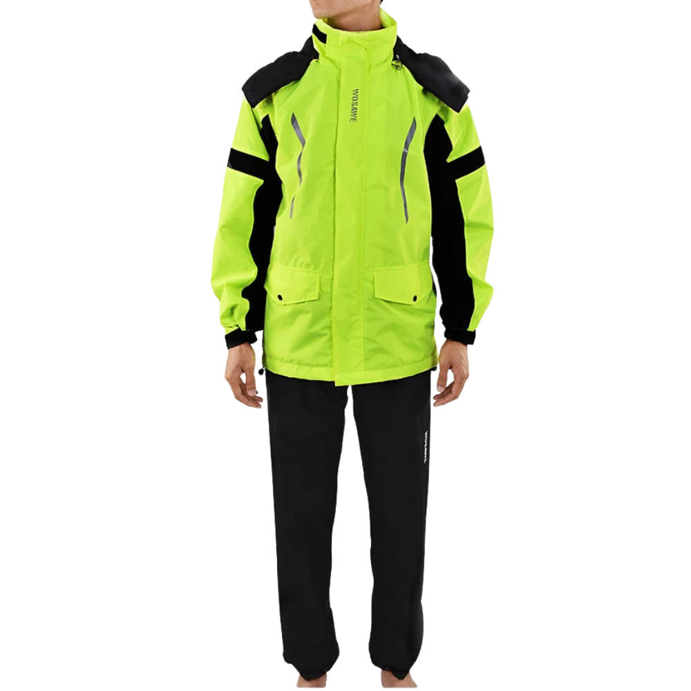 Luvik | Miesten moottoripyörä sadejakku vesitiivis - Heijastava musta/vihreä S-2XL