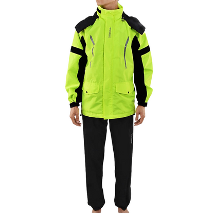 Luvik | Miesten moottoripyörä sadejakku vesitiivis - Heijastava musta/vihreä S-2XL
