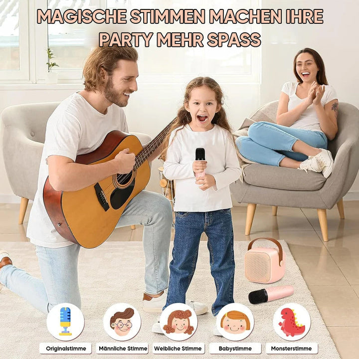 Luvikno | Mini karaoke maskin for barn med trådløse mikrofoner