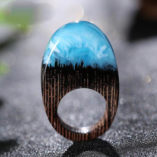 Quanta - Oval Blå Harpiks Ring | Luvikno