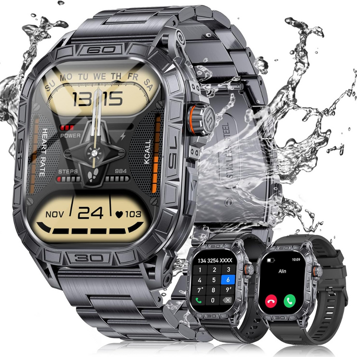 Slitesterk Smartwatch – Vanntett beskyttelse med militærgrad holdbarhet Luvikno