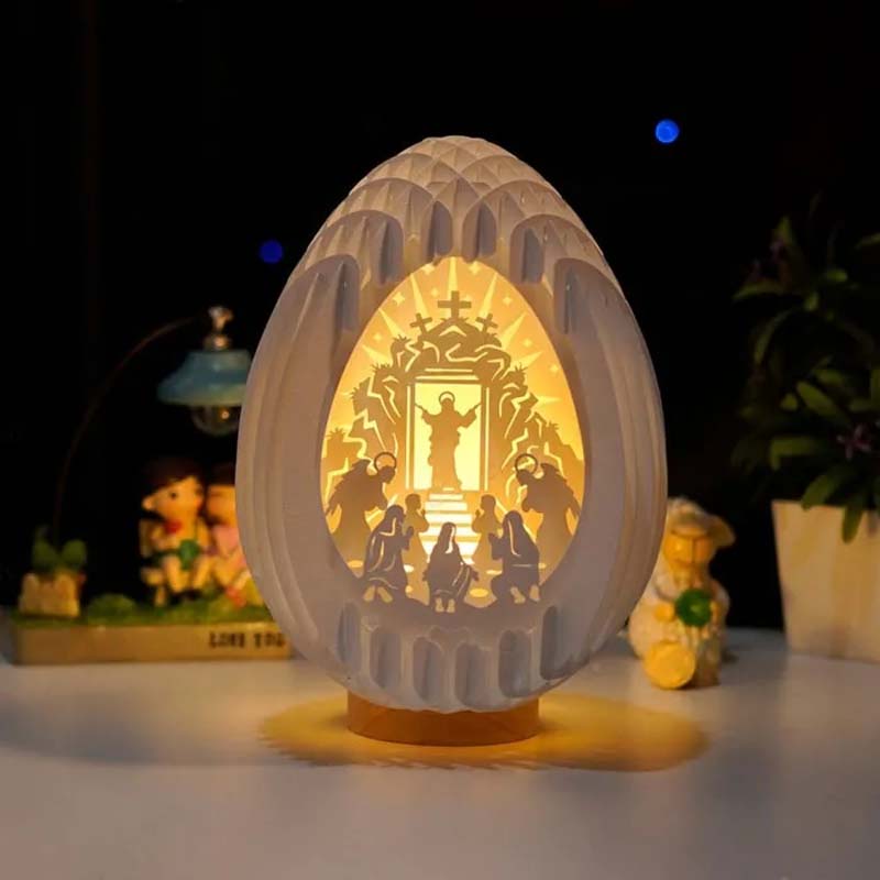 Påske 3D Papp Skrivebord Lampe med Lysende Base | Luvikno