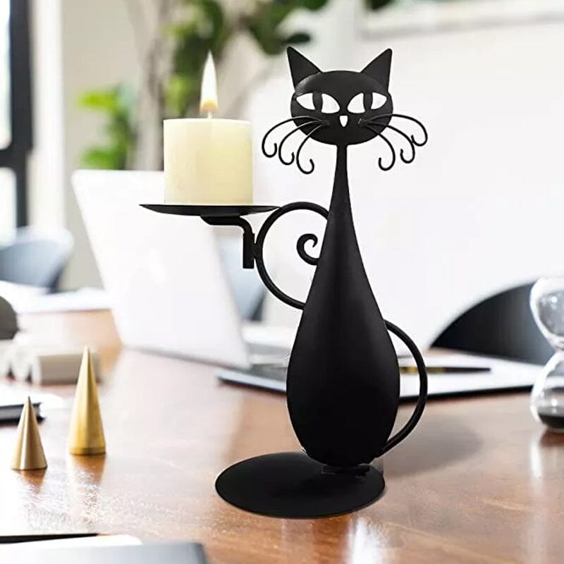 Luvikno | Svart katt lysholder