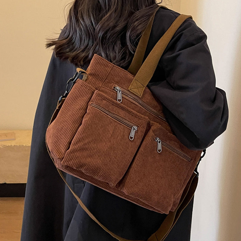 Ensfarget kordfløyels totebag | Luvikno
