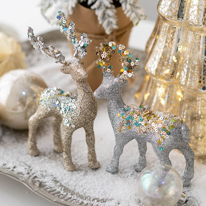 Luvikno | Sprudlende Hjort Ornament – Luksus Juledekorasjon for en Festlig Atmosfære