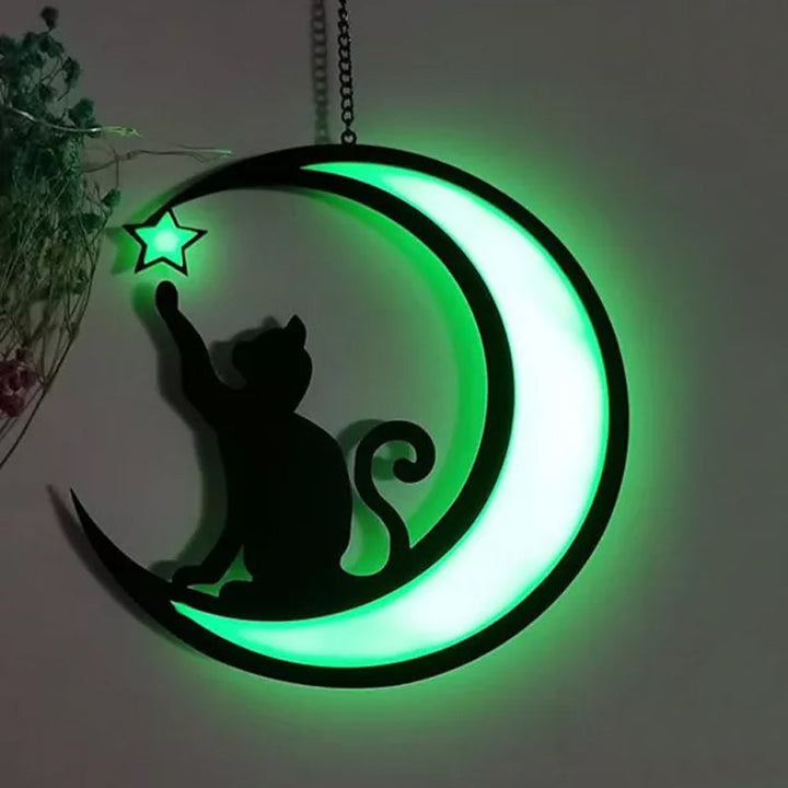 Luvikno | Moon Cat Dekorasjon Anheng laget av Akryl