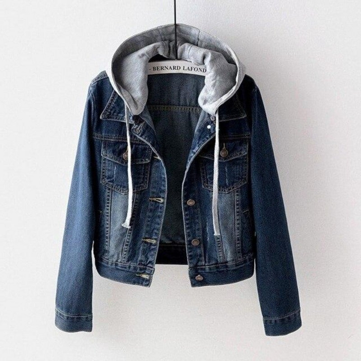 Luvik | Naisten Takki Denim-tyylillä, Huppu ja Taskut, Rento Muotoilu