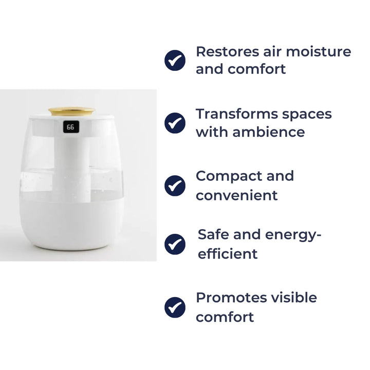 Stille Nattlysmodus – 1300 ml Tank – Tørr Luftlindring for Soverom & Barnerom Luvikno