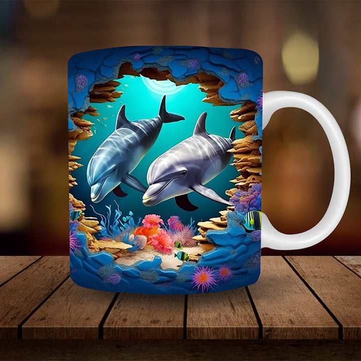 3D Ocean Beach Break Through Theme Kaffeekopp | Luvikno