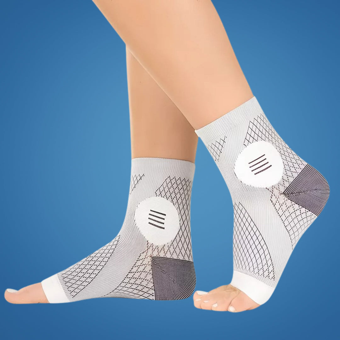 Neurowear | Nevropati Kompresjonsokker – Graduert 20–31 mmHg – Pustende Tåfri Design – Helgedagslindring for Hevelse Fotsål Bøyle