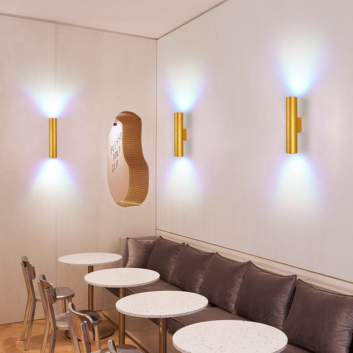 Luvikno | Enkel Aluminium Sylinderformet 2-Lykt Vegglampe