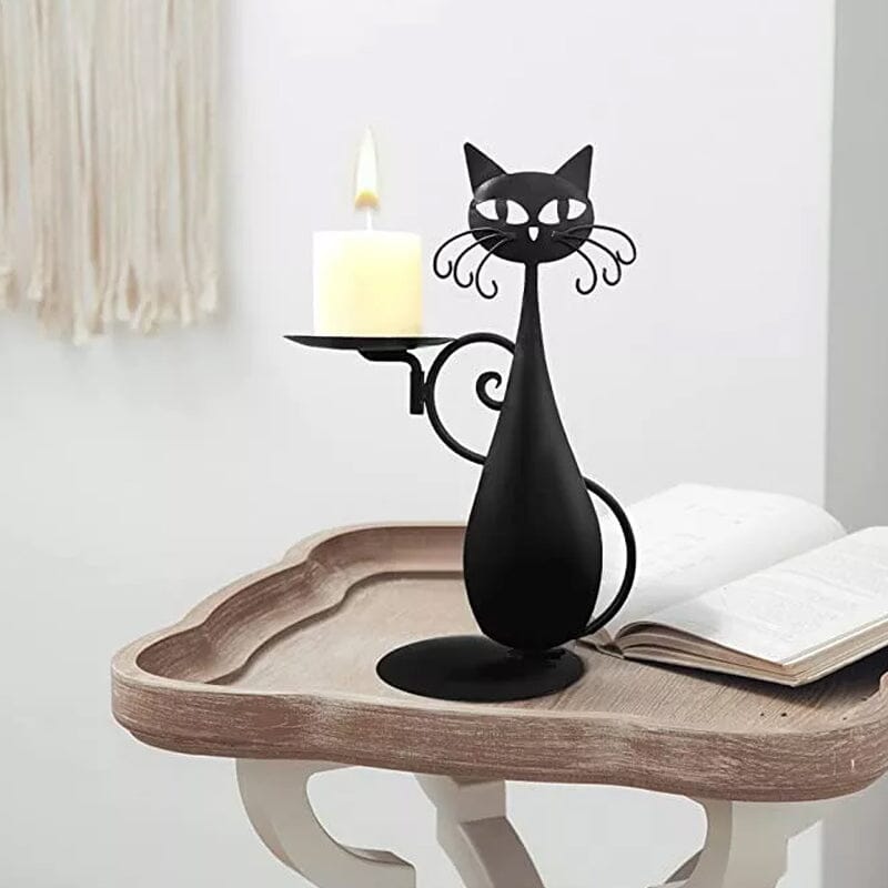 Luvikno | Svart katt lysholder