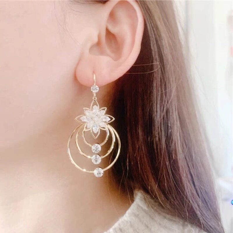 Crystal Lotus Tre Hoop Øredobber | Luvikno