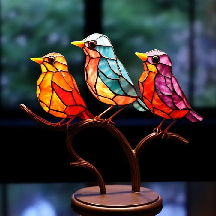 Fargede Glass Ornamenter Fugl på Greiner | Luvikno