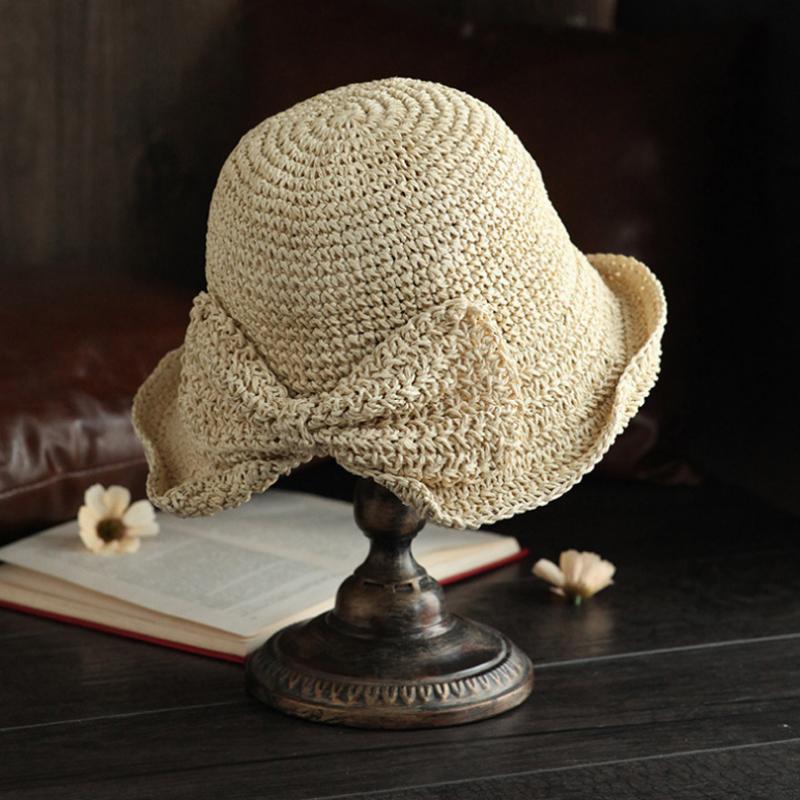 Luvikno | Retro Foldable Straw Hat with Bow